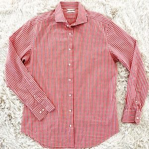 COPY - Mens Suit Supply Red Gingham Checkered Long Sleeve Button Down Shirt M L…